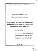 Tăng cường bản chất giai cấp công nhân của Ðảng Cộng sản Việt Nam trong giai đoạn hiện nay 