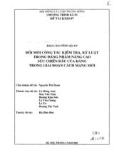 Ðổi mới công tác kiểm tra, kỷ luật trong Ðảng nhằm nâng cao sức chiến đấu của Ðảng trong giai đoạn cách mạng mới 