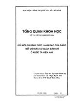 Đổi mới phương thức lãnh đạo của Đảng đối với các cơ quan báo chí ở nước ta hiện nay 