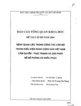 Bệnh quan liêu trong công tác cán bộ trong điều kiện Ðảng Cộng sản Việt Nam cầm quyền - Thực trạng và giải pháp để đề phòng và khắc phục 