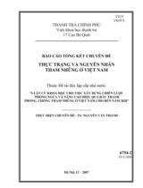 Luận cứ khoa học cho việc xây dựng chiến lược phòng ngừa và nâng cao hiệu qủa đấu tranh phòng, chống tham nhũng ở Việt Nam cho đến năm 2020-Thực trạng và nguyên nhân tham nhũng ở Việt Nam 