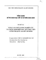 Nâng cao chất lượng nghiên cứu tác phẩm kinh nghiệm Mác xít ở học viện chính trị Quốc gia Thành phố Hồ Chí Minh  