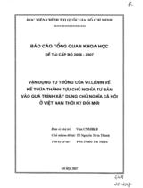 Vận dụng tư tưởng của V.l.Lê nin về kế thừa thành tựu chủ nghĩa tư bản vào quá trình xây dựng chủ nghĩa xã hội ở Việt Nam thời kỳ đổi mới  